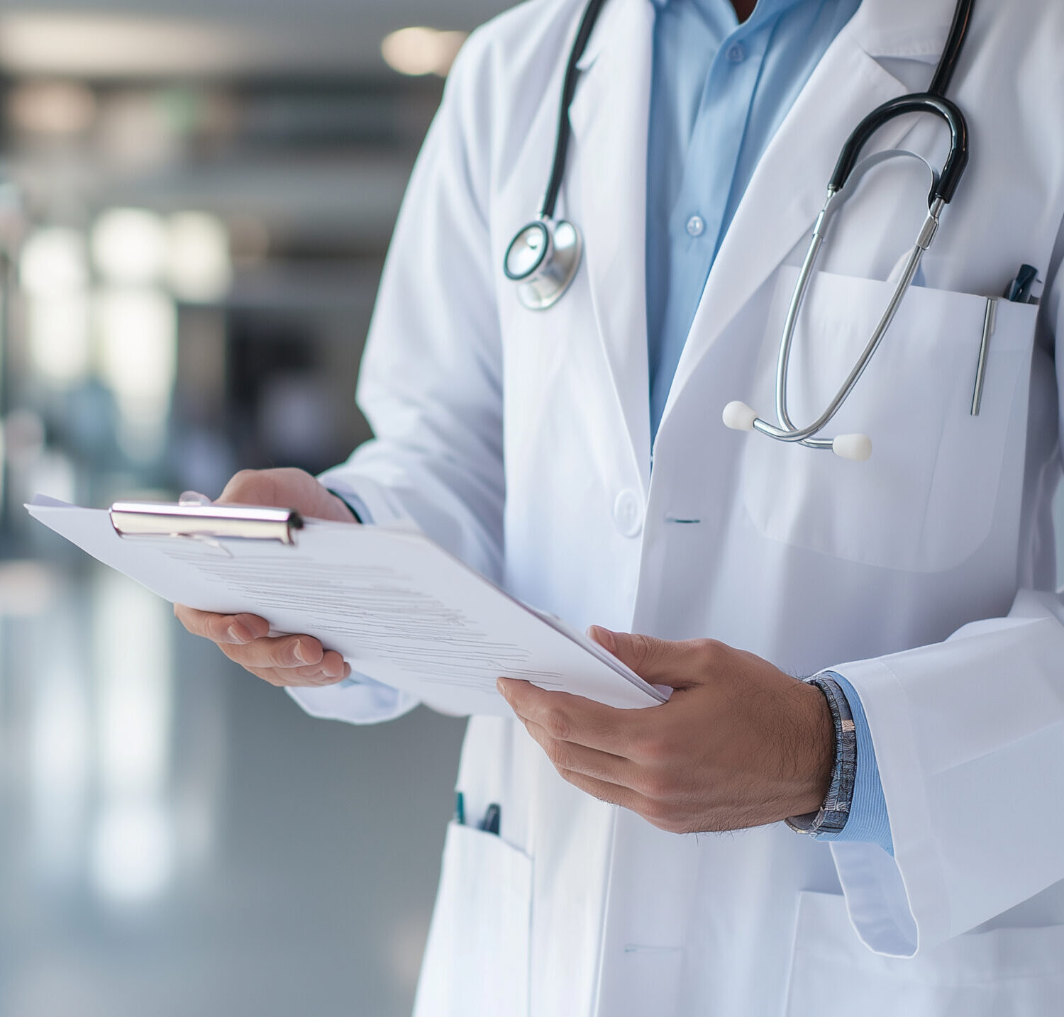 Hospital Administrator Reviewing Budgets for Enhanced Patient Care